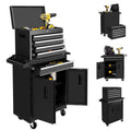 26-Inch Tool Chest & Storage Cabinet, 5 Drawers Rolling Tool Chest with Detachable Top Tool Box for Garage Warehouse Workshop, Rolling Garage Organizer with Handle and 6 Hooks