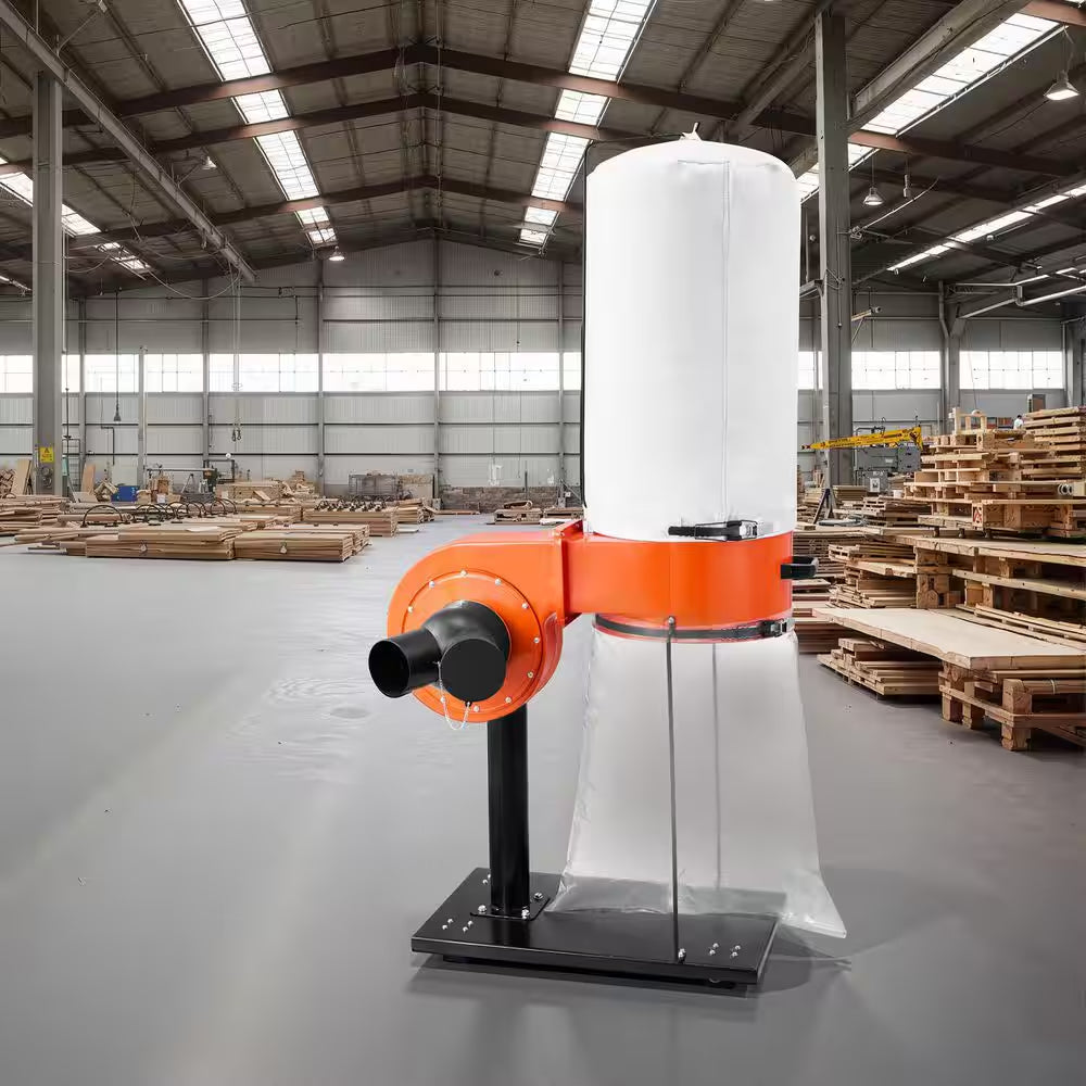 800 CFM Dust Collector, 2.5 Micron Vortex Cone Dust Collectors, 1 HP Sawdust Collection System, 3400 RPM High Speed