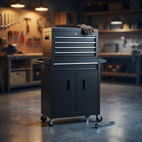 26-Inch Tool Chest & Storage Cabinet, 5 Drawers Rolling Tool Chest with Detachable Top Tool Box for Garage Warehouse Workshop, Rolling Garage Organizer with Handle and 6 Hooks — Studio Shot