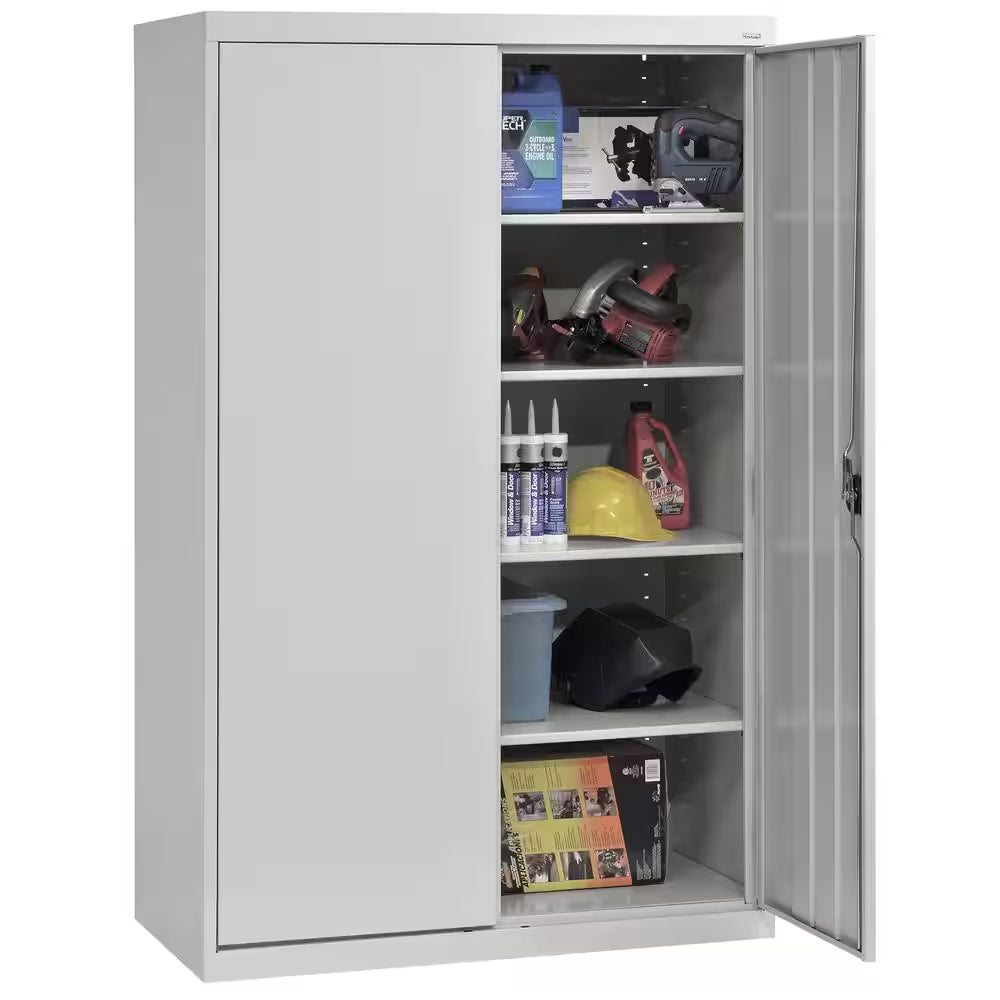 Elite Series 46 In. W X 72 In. H X 24 In. D 22-Gauge 5-Shelf Steel Freestanding Garage Storage Cabinet in Dove Gray