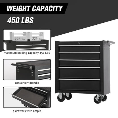 5-Drawer Rolling Tool Chest Tool Storage Cabinet with Wheels Tool Organizer Box