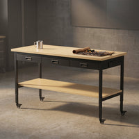 60-Inch Heavy Duty Adjustable Height Workbench with Storage and Power Outlets — Studio Shot