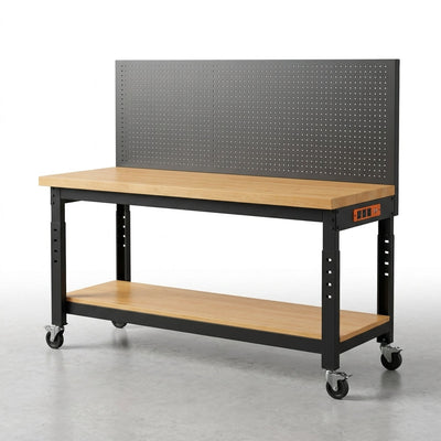 Heavy Duty Workbench Built for Professional Use, 60-Inch Width, 2010 lb Capacity, Built-In Power Outlets