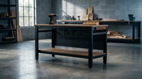 60-Inch Heavy Duty Adjustable Height Workbench with Storage and Power Outlets — Lifestyle