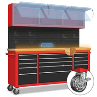 72-Inch Rolling Tool Chest Workbench with 15 Drawers, Cabinets, and Power Strip — How It Works