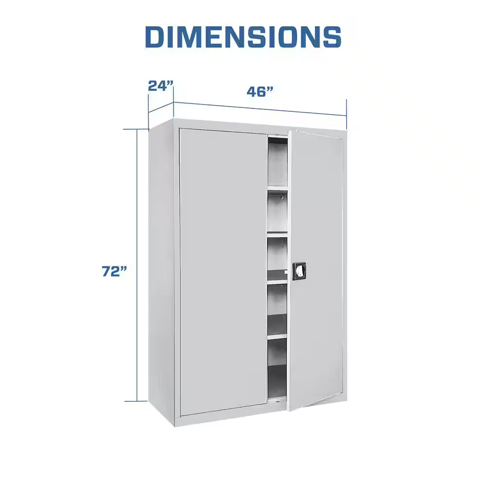 Elite Series 46 In. W X 72 In. H X 24 In. D 22-Gauge 5-Shelf Steel Freestanding Garage Storage Cabinet in Dove Gray