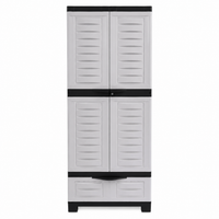 Lockable Storage Cabinet Built to Organize, 3 Adjustable Shelves, Bottom Drawer, Polypropylene