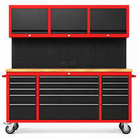Rolling Tool Chest Workbench Built for Heavy-Duty Use, 72-Inch Width, 15 Drawers, Integrated Power Strip