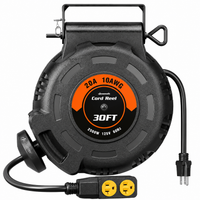 Retractable Extension Cord Reel Built for Heavy-Duty Tools, 10AWG SJTW Cable, 20A Circuit Breaker, 2500W