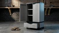 Lockable Storage Cabinet with 3 Adjustable Shelves and Drawer — Lifestyle