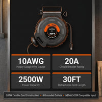 Retractable Extension Cord Reel with 10AWG SJTW Cable and 20A Circuit Breaker — Results & Stats