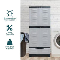 Lockable Storage 23.25 In. W X 57.5 In. H X 13.75 In. D Freestanding Cabinet with 3 Adjustable Shelves in Gray