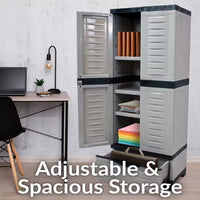 Lockable Storage 23.25 In. W X 57.5 In. H X 13.75 In. D Freestanding Cabinet with 3 Adjustable Shelves in Gray