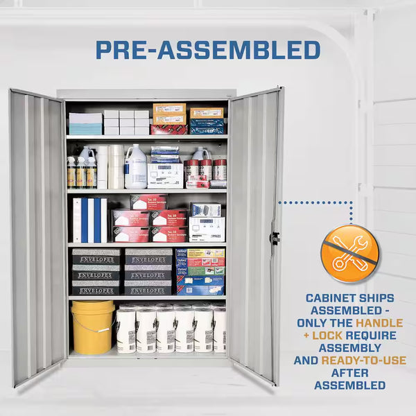 Elite Series 46 In. W X 72 In. H X 24 In. D 22-Gauge 5-Shelf Steel Freestanding Garage Storage Cabinet in Dove Gray