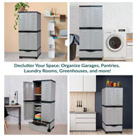 Lockable Storage 23.25 In. W X 57.5 In. H X 13.75 In. D Freestanding Cabinet with 3 Adjustable Shelves in Gray