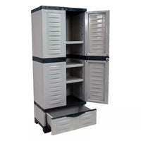 Lockable Storage 23.25 In. W X 57.5 In. H X 13.75 In. D Freestanding Cabinet with 3 Adjustable Shelves in Gray
